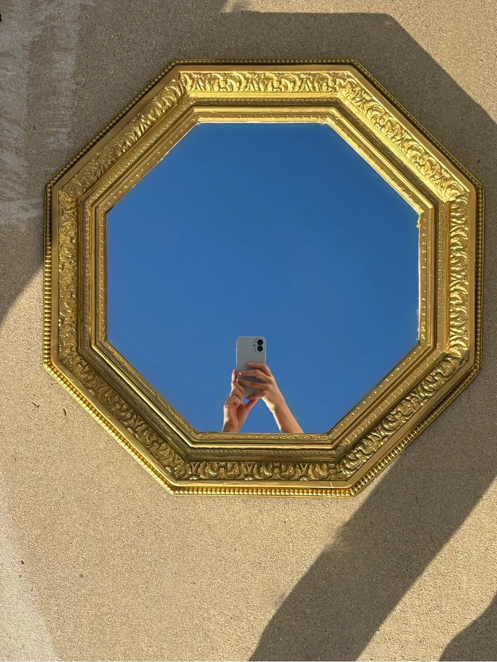 Vintage gold baroque octagon large wall mirror home decor glam whimsygoth